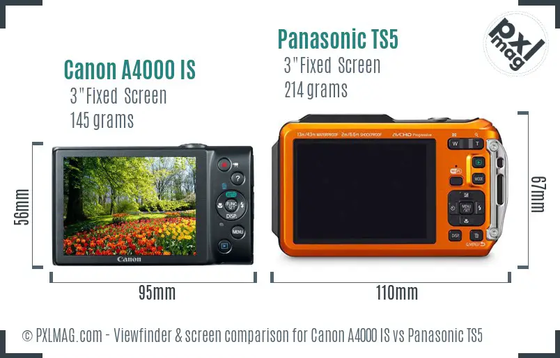 Canon A4000 IS vs Panasonic TS5 Screen and Viewfinder comparison Canon A4000 IS vs Panasonic TS5 Screen and Viewfinder comparison