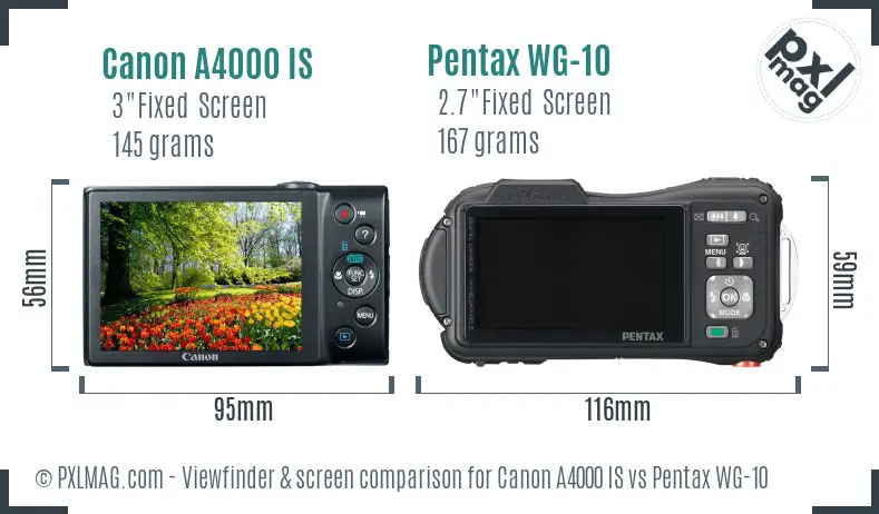 Canon A4000 IS vs Pentax WG-10 Screen and Viewfinder comparison Canon A4000 IS vs Pentax WG-10 Screen and Viewfinder comparison