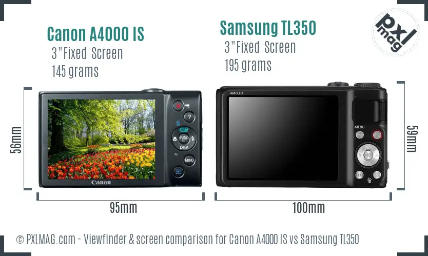 Canon A4000 IS vs Samsung TL350 Screen and Viewfinder comparison Canon A4000 IS vs Samsung TL350 Screen and Viewfinder comparison