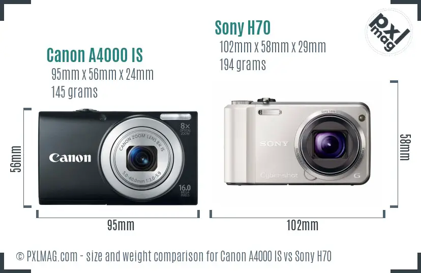 Canon A4000 IS vs Sony H70 size comparison Canon A4000 IS vs Sony H70 size comparison