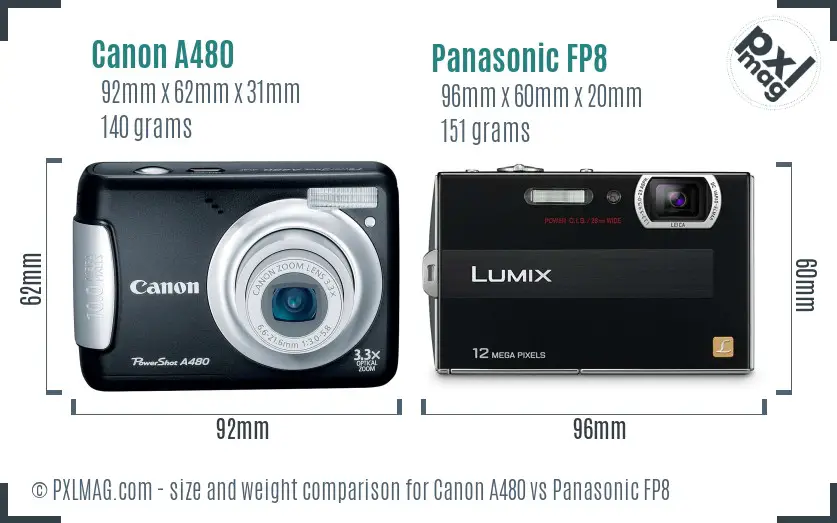 Canon A480 vs Panasonic FP8 size comparison Canon A480 vs Panasonic FP8 size comparison