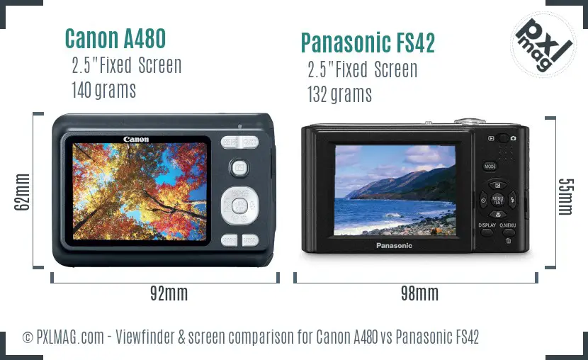 Canon A480 vs Panasonic FS42 Screen and Viewfinder comparison