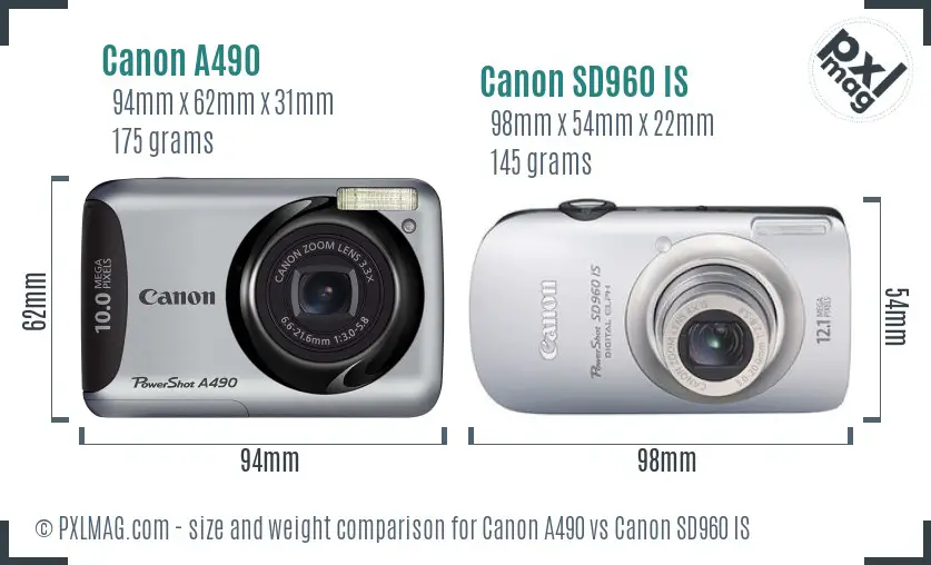 Canon A490 vs Canon SD960 IS size comparison Canon A490 vs Canon SD960 IS size comparison