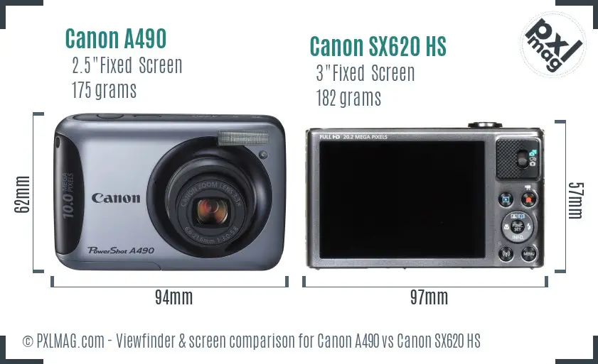 Canon A490 vs Canon SX620 HS Screen and Viewfinder comparison Canon A490 vs Canon SX620 HS Screen and Viewfinder comparison
