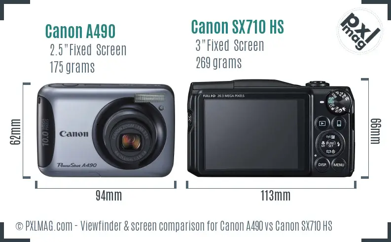 Canon A490 vs Canon SX710 HS Screen and Viewfinder comparison Canon A490 vs Canon SX710 HS Screen and Viewfinder comparison