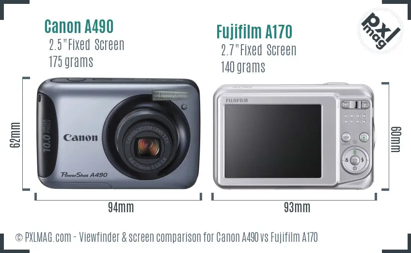 Canon A490 vs Fujifilm A170 Screen and Viewfinder comparison Canon A490 vs Fujifilm A170 Screen and Viewfinder comparison