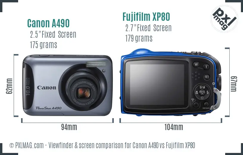 Canon A490 vs Fujifilm XP80 Screen and Viewfinder comparison Canon A490 vs Fujifilm XP80 Screen and Viewfinder comparison