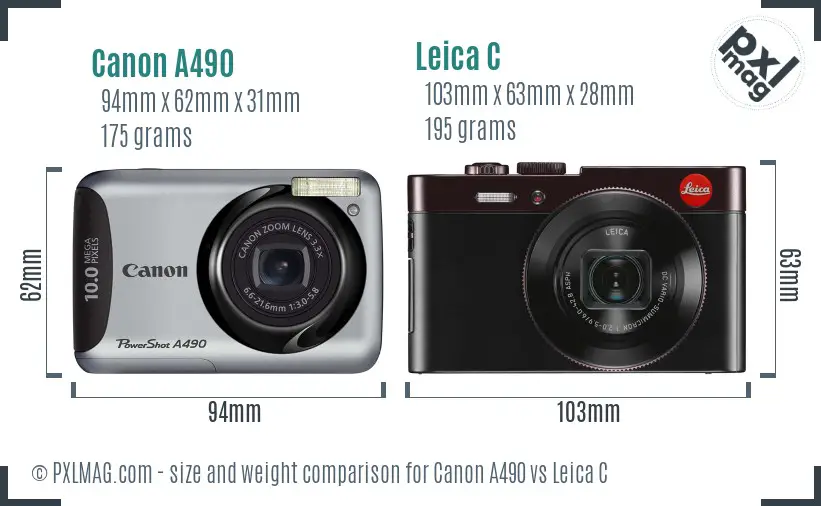 Canon A490 vs Leica C size comparison