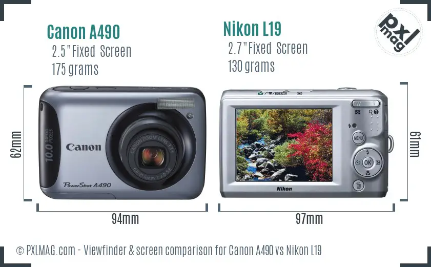 Canon A490 vs Nikon L19 Screen and Viewfinder comparison Canon A490 vs Nikon L19 Screen and Viewfinder comparison