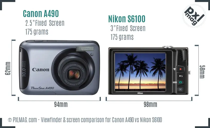 Canon A490 vs Nikon S6100 Screen and Viewfinder comparison Canon A490 vs Nikon S6100 Screen and Viewfinder comparison
