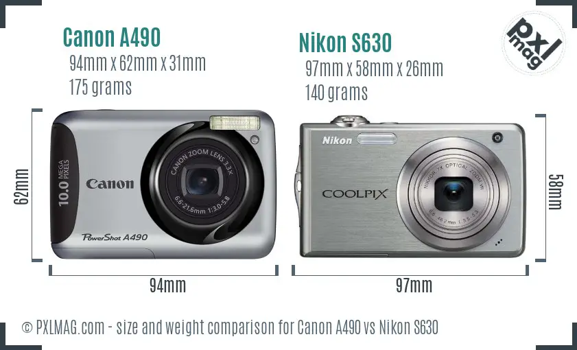 Canon A490 vs Nikon S630 size comparison Canon A490 vs Nikon S630 size comparison