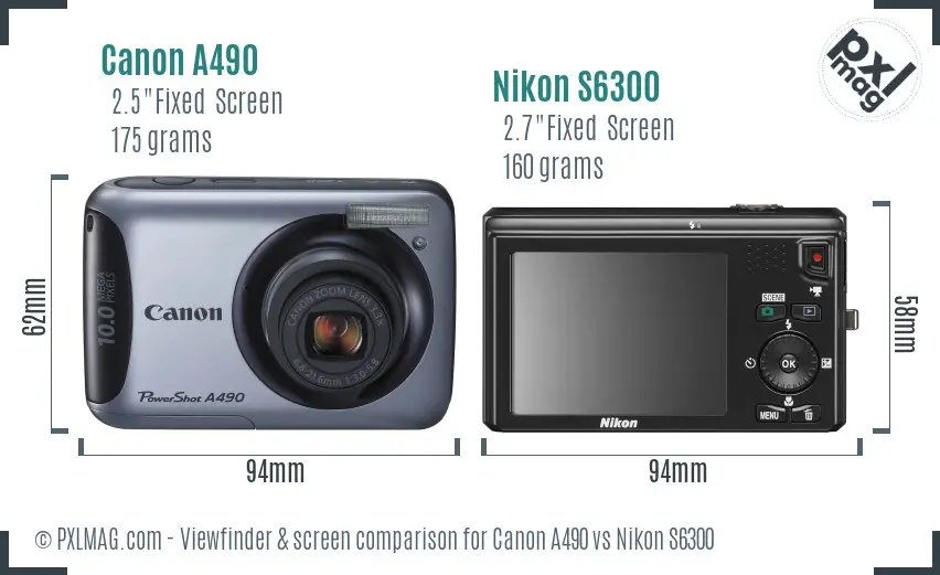 Canon A490 vs Nikon S6300 Screen and Viewfinder comparison Canon A490 vs Nikon S6300 Screen and Viewfinder comparison