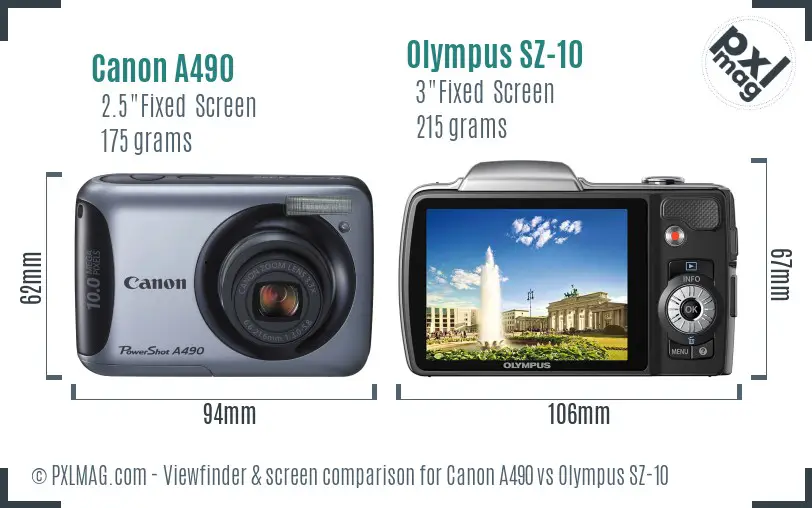 Canon A490 vs Olympus SZ-10 Screen and Viewfinder comparison Canon A490 vs Olympus SZ-10 Screen and Viewfinder comparison