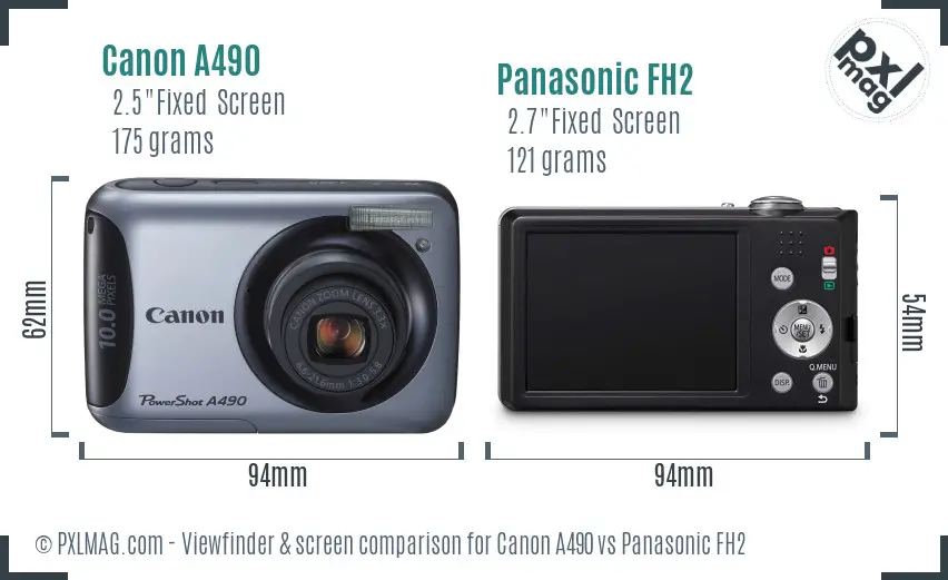 Canon A490 vs Panasonic FH2 Screen and Viewfinder comparison Canon A490 vs Panasonic FH2 Screen and Viewfinder comparison