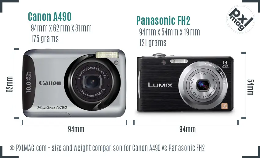 Canon A490 vs Panasonic FH2 size comparison Canon A490 vs Panasonic FH2 size comparison