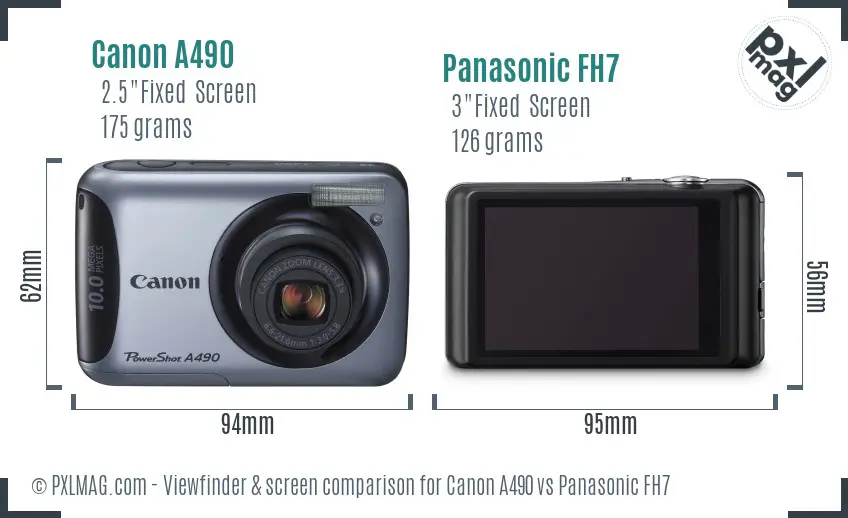 Canon A490 vs Panasonic FH7 Screen and Viewfinder comparison