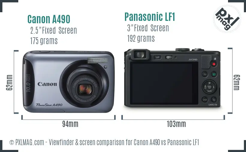 Canon A490 vs Panasonic LF1 Screen and Viewfinder comparison