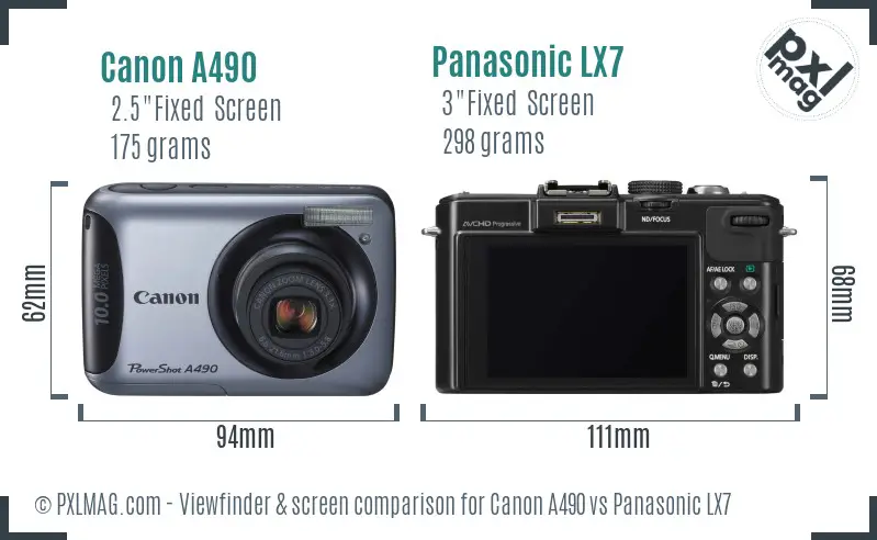 Canon A490 vs Panasonic LX7 Screen and Viewfinder comparison Canon A490 vs Panasonic LX7 Screen and Viewfinder comparison