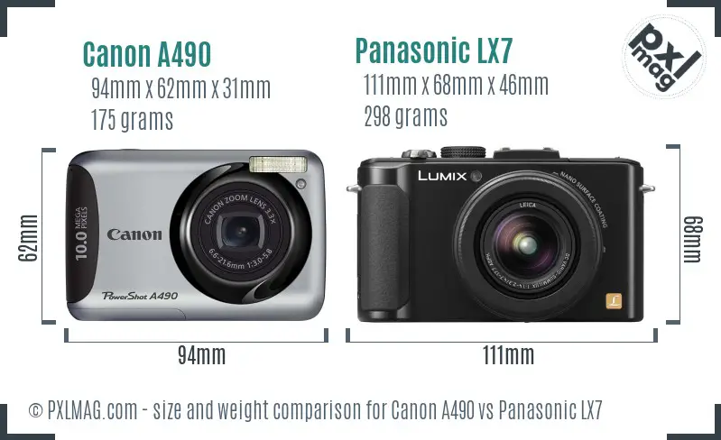 Canon A490 vs Panasonic LX7 size comparison Canon A490 vs Panasonic LX7 size comparison