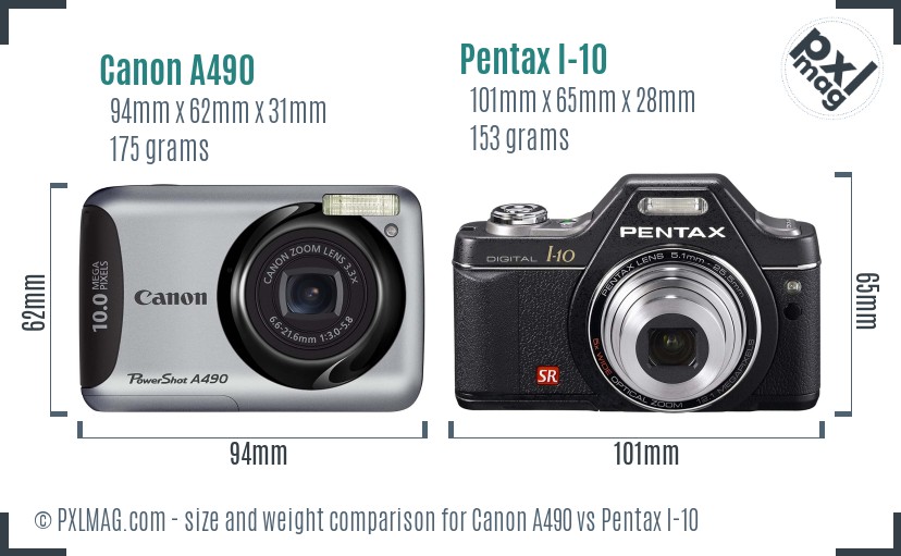 Canon A490 vs Pentax I-10 size comparison Canon A490 vs Pentax I-10 size comparison