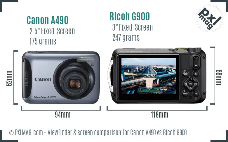 Canon A490 vs Ricoh G900 Screen and Viewfinder comparison Canon A490 vs Ricoh G900 Screen and Viewfinder comparison