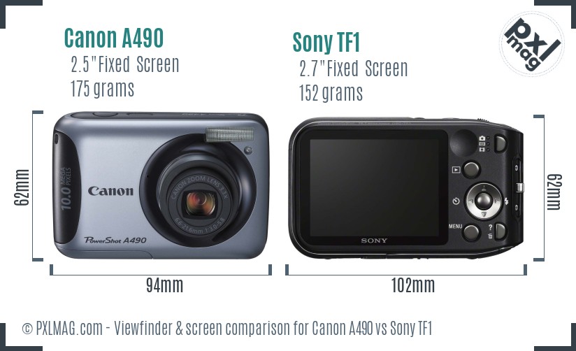 Canon A490 vs Sony TF1 Screen and Viewfinder comparison