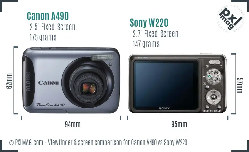 Canon A490 vs Sony W220 Screen and Viewfinder comparison Canon A490 vs Sony W220 Screen and Viewfinder comparison