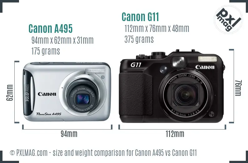 Canon A495 vs Canon G11 size comparison Canon A495 vs Canon G11 size comparison