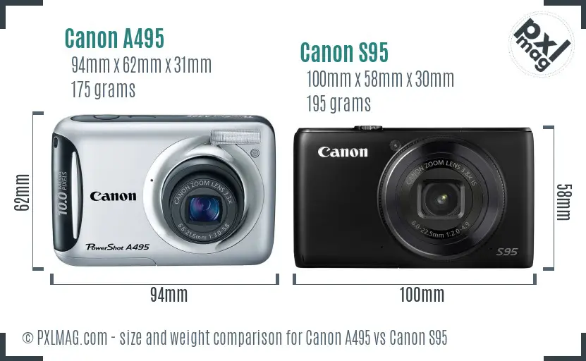 Canon A495 vs Canon S95 size comparison Canon A495 vs Canon S95 size comparison