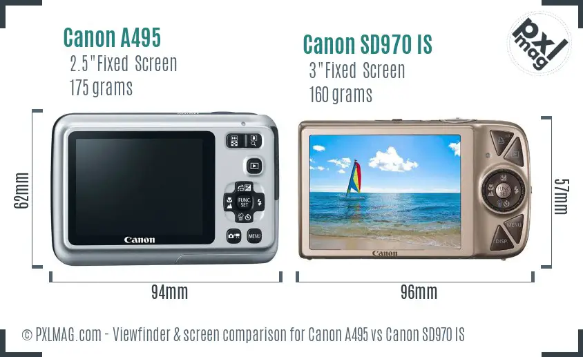 Canon A495 vs Canon SD970 IS Screen and Viewfinder comparison Canon A495 vs Canon SD970 IS Screen and Viewfinder comparison