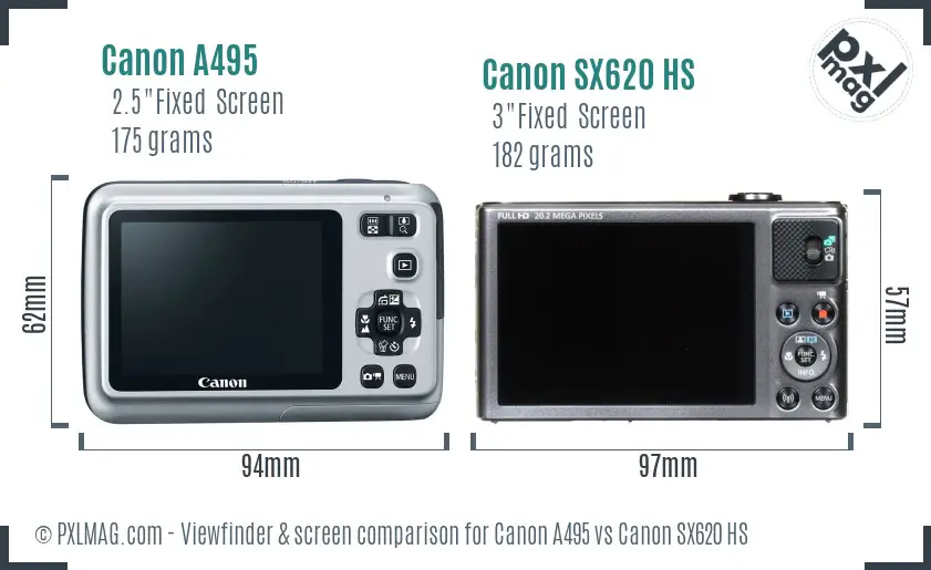 Canon A495 vs Canon SX620 HS Screen and Viewfinder comparison Canon A495 vs Canon SX620 HS Screen and Viewfinder comparison