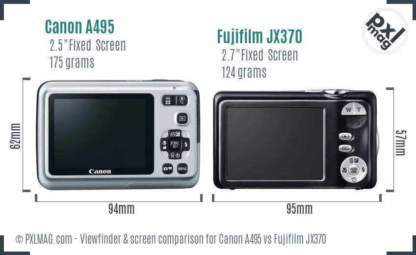 Canon A495 vs Fujifilm JX370 Screen and Viewfinder comparison Canon A495 vs Fujifilm JX370 Screen and Viewfinder comparison