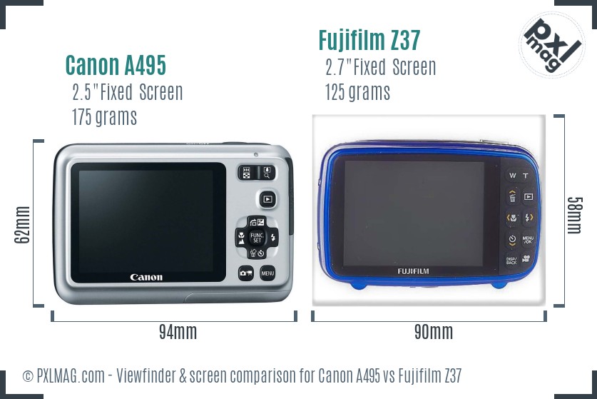Canon A495 vs Fujifilm Z37 Screen and Viewfinder comparison