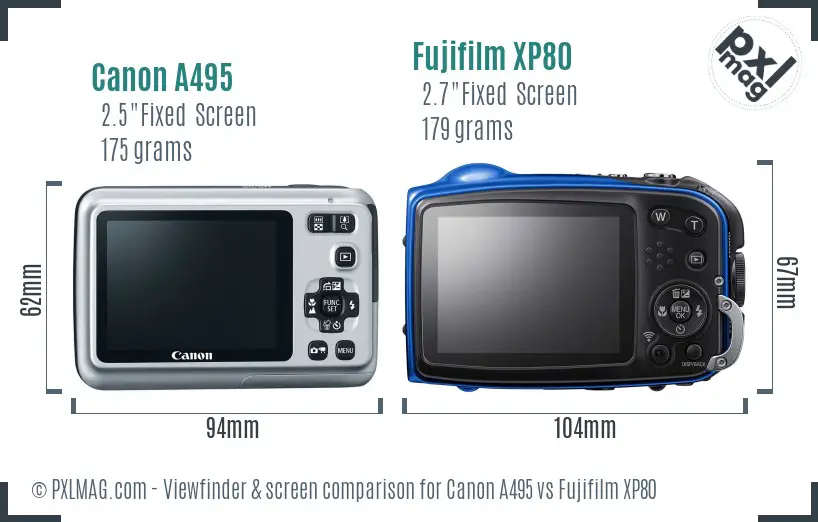 Canon A495 vs Fujifilm XP80 Screen and Viewfinder comparison Canon A495 vs Fujifilm XP80 Screen and Viewfinder comparison