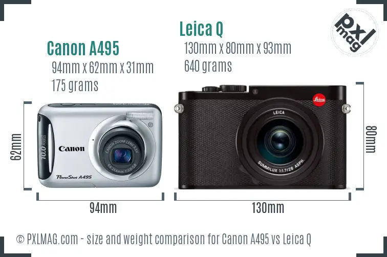 Canon A495 vs Leica Q size comparison
