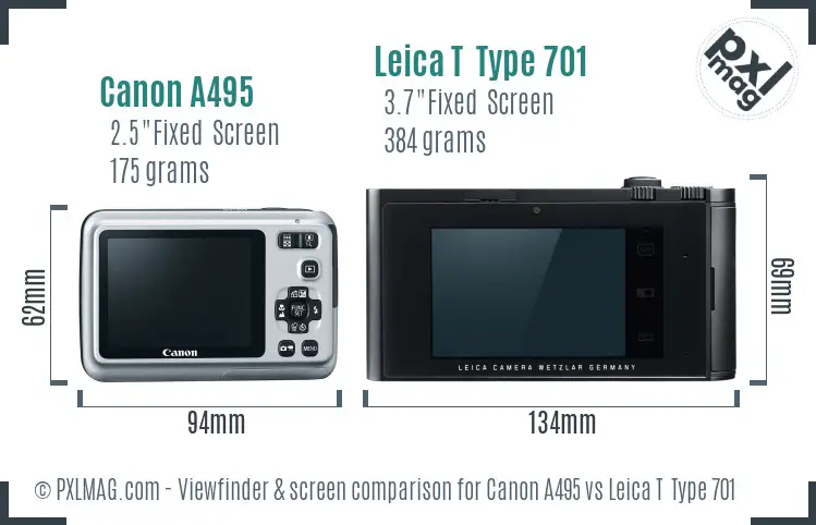Canon A495 vs Leica T  Type 701 Screen and Viewfinder comparison