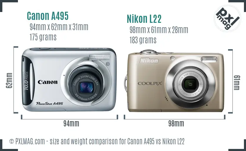 Canon A495 vs Nikon L22 size comparison Canon A495 vs Nikon L22 size comparison