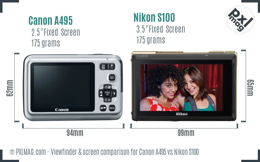 Canon A495 vs Nikon S100 Screen and Viewfinder comparison Canon A495 vs Nikon S100 Screen and Viewfinder comparison
