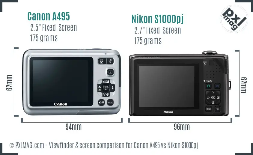 Canon A495 vs Nikon S1000pj Screen and Viewfinder comparison Canon A495 vs Nikon S1000pj Screen and Viewfinder comparison