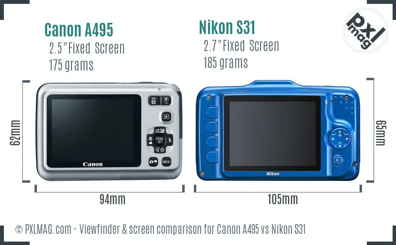 Canon A495 vs Nikon S31 Screen and Viewfinder comparison Canon A495 vs Nikon S31 Screen and Viewfinder comparison