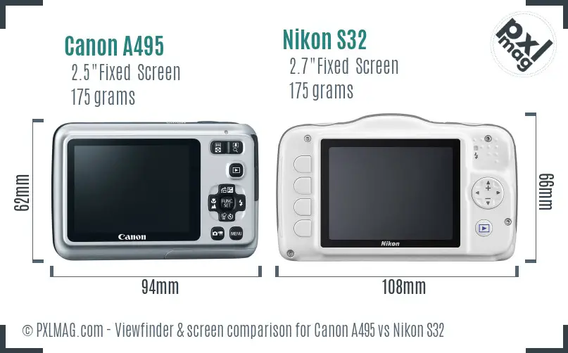Canon A495 vs Nikon S32 Screen and Viewfinder comparison Canon A495 vs Nikon S32 Screen and Viewfinder comparison