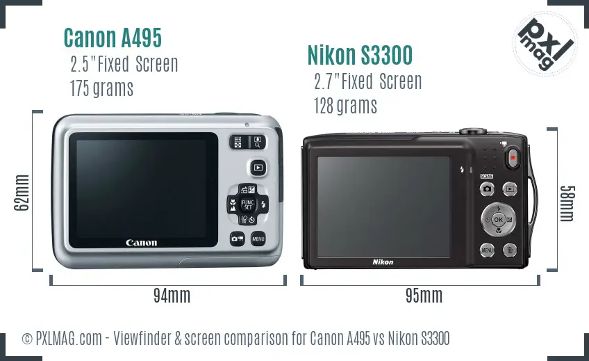 Canon A495 vs Nikon S3300 Screen and Viewfinder comparison Canon A495 vs Nikon S3300 Screen and Viewfinder comparison
