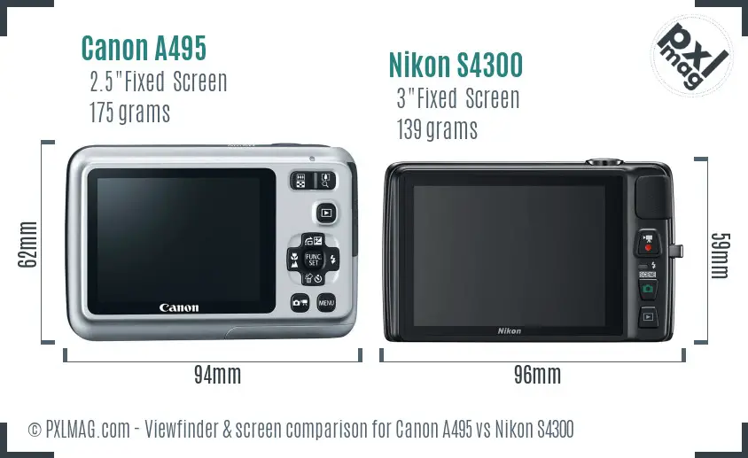 Canon A495 vs Nikon S4300 Screen and Viewfinder comparison Canon A495 vs Nikon S4300 Screen and Viewfinder comparison