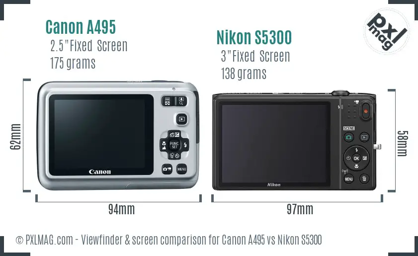 Canon A495 vs Nikon S5300 Screen and Viewfinder comparison Canon A495 vs Nikon S5300 Screen and Viewfinder comparison