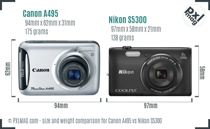 Canon A495 vs Nikon S5300 size comparison Canon A495 vs Nikon S5300 size comparison