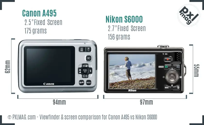Canon A495 vs Nikon S6000 Screen and Viewfinder comparison Canon A495 vs Nikon S6000 Screen and Viewfinder comparison