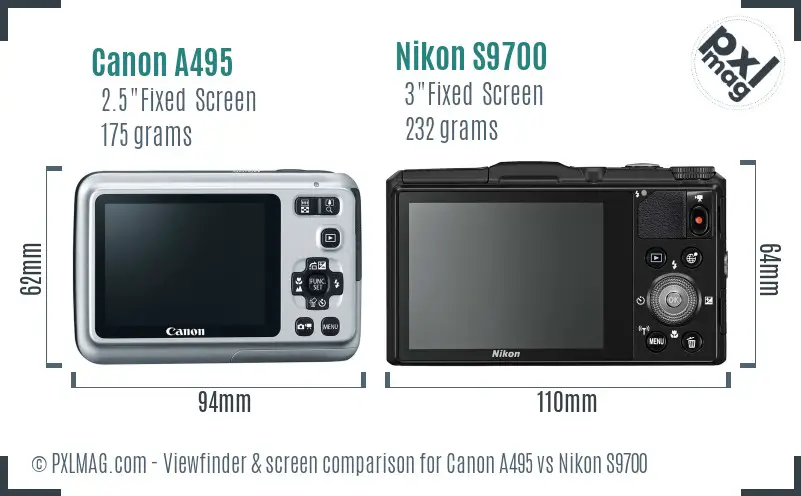 Canon A495 vs Nikon S9700 Screen and Viewfinder comparison Canon A495 vs Nikon S9700 Screen and Viewfinder comparison