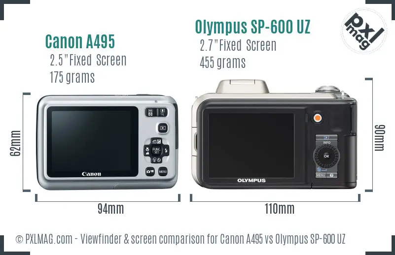 Canon A495 vs Olympus SP-600 UZ Screen and Viewfinder comparison Canon A495 vs Olympus SP-600 UZ Screen and Viewfinder comparison