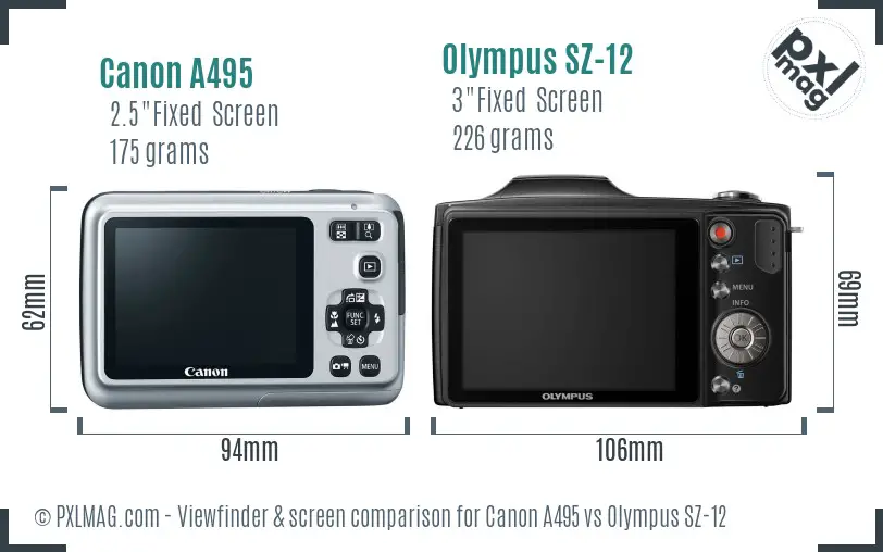 Canon A495 vs Olympus SZ-12 Screen and Viewfinder comparison Canon A495 vs Olympus SZ-12 Screen and Viewfinder comparison