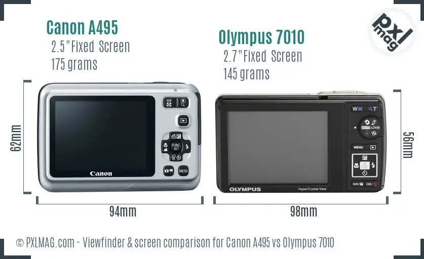 Canon A495 vs Olympus 7010 Screen and Viewfinder comparison
